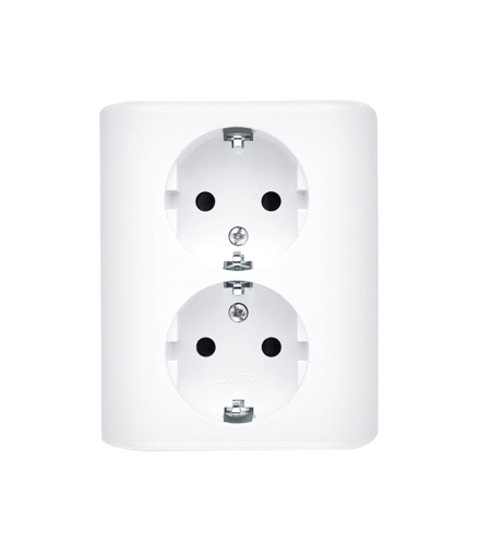 Gniazdo podwójne Schuko z przesłonami, wersja skandynawska (kompletny produkt) 16A 250V, szybkozłącza, biały EGSZ2SPZ/11