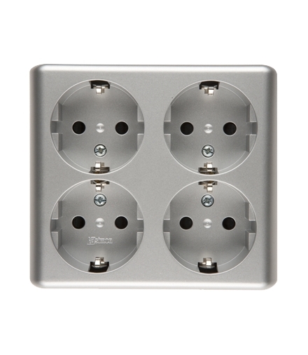 Gniazdo poczwórne z uziemieniem typu Schuko z przesłonami - wersja skandynawska (kompletny produkt) 16A 250V, zaciski śrubowe, s