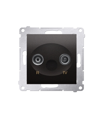 KONIEC PRODUKCJI - DOSTEPNY DO WYCZERPANIA STANÓW MAGAZYNOWYCH gniazdo antenowe R-TV przelotowe tłum.16dB antracyt, metalizowany