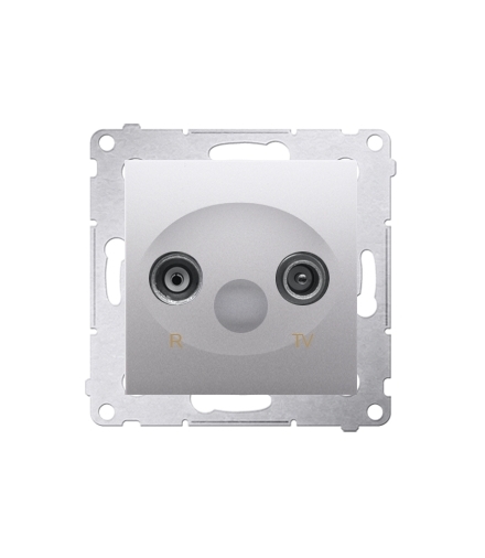 KONIEC PRODUKCJI - DOSTEPNY DO WYCZERPANIA STANÓW MAGAZYNOWYCH gniazdo antenowe R-TV przelotowe tłum.23dB srebrny mat, metalizow