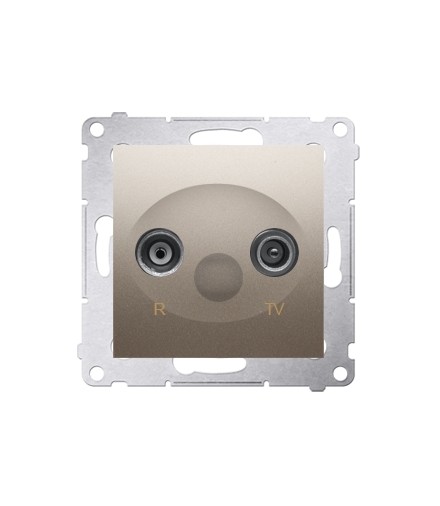 KONIEC PRODUKCJI - DOSTEPNY DO WYCZERPANIA STANÓW MAGAZYNOWYCH gniazdo antenowe R-TV przelotowe tłum.23dB złoty mat, metalizowan