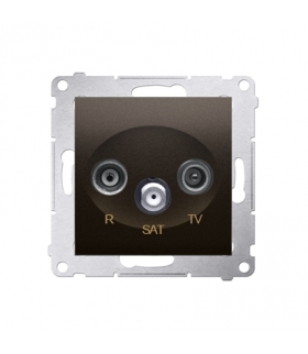 Gniazdo antenowe R-TV-SAT końcowe/zakończeniowe tłum.1dB brąz mat, metalizowany DASK.01/46