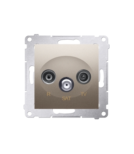 Gniazdo antenowe R-TV-SAT przelotowe tłum.10dB złoty mat, metalizowany DASP.01/44