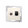 Gniazdo antenowe typu „F” + komputerowe RJ45 kat.6 kremowy DASFRJ45.01/41