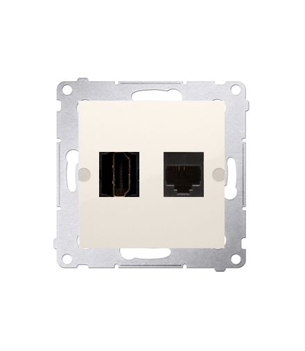 Gniazdo HDMI + komputerowe RJ45 kat.6. kremowy DGHRJ45.01/41