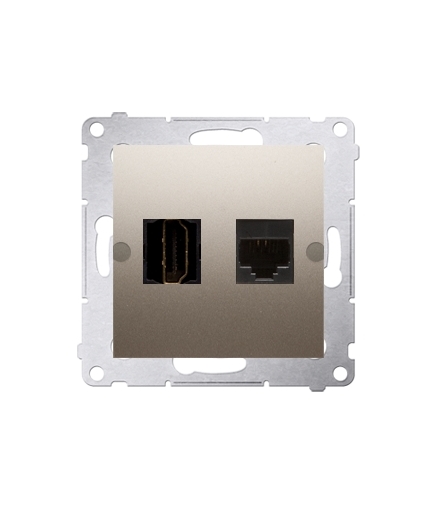 Gniazdo HDMI + komputerowe RJ45 kat.6. złoty mat, metalizowany DGHRJ45.01/44