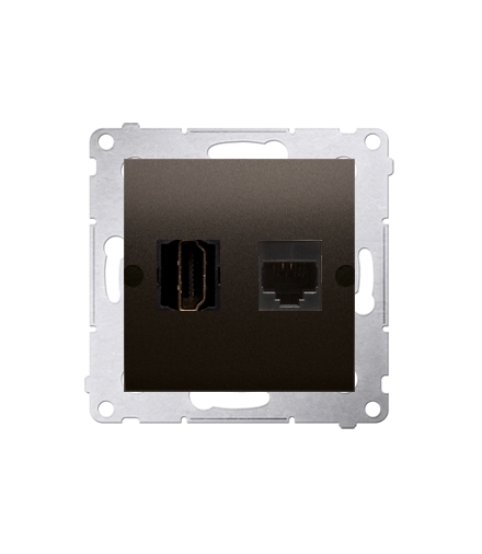 Gniazdo HDMI + komputerowe RJ45 kat.6. brąz mat, metalizowany DGHRJ45.01/46