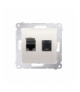 Gniazdo komputerowe podwójne RJ45 kategoria 6, z przesłoną przeciwkurzową (moduł) kremowy D62.01/41