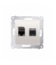 Gniazdo komputerowe podwójne ekranowane RJ45 kategoria 6, z przesłoną przeciwkurzową (moduł) kremowy D62E.01/41
