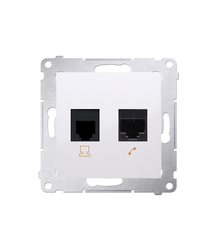 Gniazdo komputerowe RJ45 kategoria 5e + telefoniczne RJ12 (moduł) biały D5T.01/11
