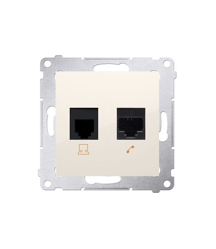 Gniazdo komputerowe RJ45 kategoria 5e + telefoniczne RJ12 (moduł) kremowy D5T.01/41