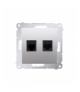 Gniazdo komputerowe RJ45 kategoria 5e + telefoniczne RJ12 (moduł) srebrny mat, metalizowany D5T.01/43