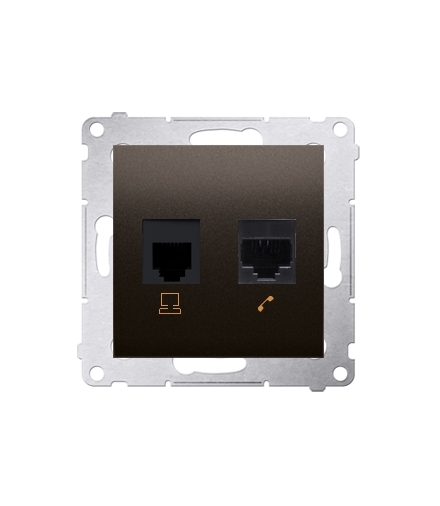 Gniazdo komputerowe RJ45 kategoria 5e + telefoniczne RJ12 (moduł) antracyt, metalizowany D5T.01/48
