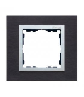 Ramka 1- krotna metalowa inox czarny / aluminium 82917-38