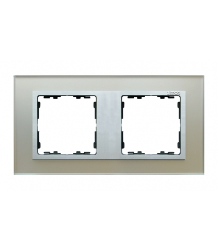 Ramka 2- krotna szklana srebro / aluminium 82927-62