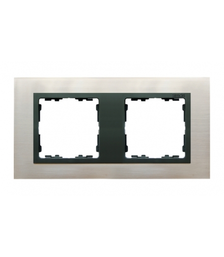 Ramka 2- krotna stal inox / grafit 82827-37