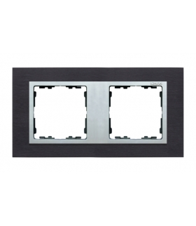 Ramka 2- krotna metalowa inox czarny / aluminium 82927-38
