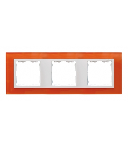 Ramka 3- krotna szklana mandarynka / biała 82637-65
