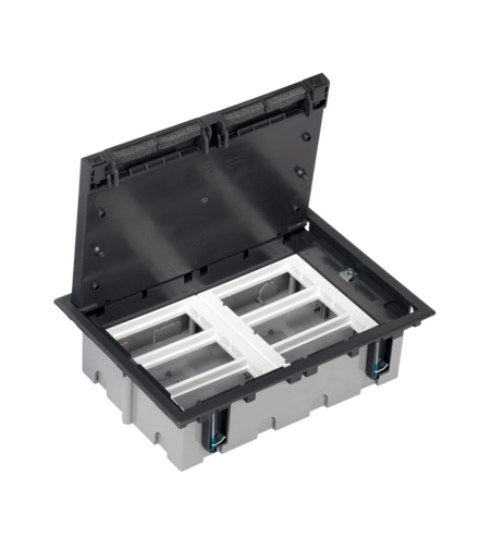 Puszka podłogowa SF prostokątna 12×K45 6×CIMA 93mm÷128mm szary grafit SF610/14
