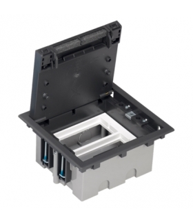 Puszka podłogowa SF prostokątna 4×K45 2×S500 93mm÷128mm szary grafit 52050102-038