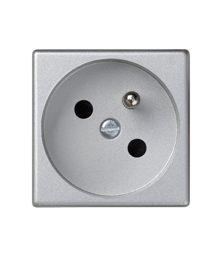 Gniazdo wtyczkowe pojedyncze K45 z bolcem uziemiającym 16A 250V zaciski śrubowe 45×45mm aluminium K02/8