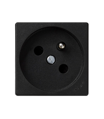 Gniazdo wtyczkowe pojedyncze K45 z bolcem uziemiającym z sygnalizacją napięcia 16A 250V zaciski śrubowe 45×45mm szary grafit KL0