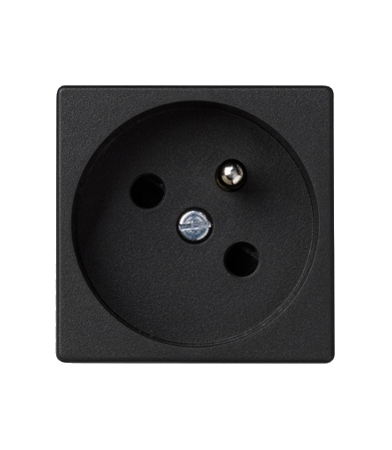 Gniazdo wtyczkowe pojedyncze K45 z bolcem uziemiającym 16A 250V szybkozłącza 45×45mm szary grafit K22/14