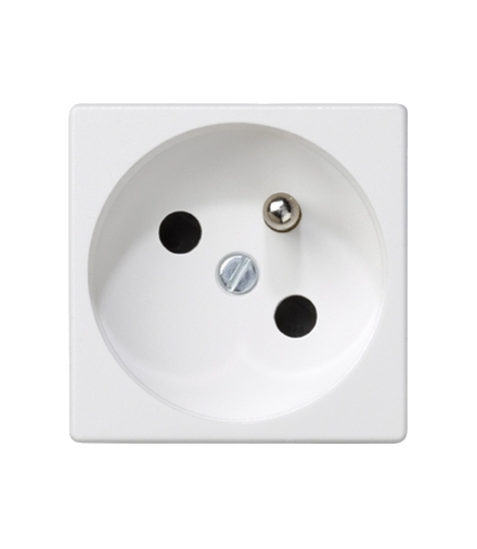Gniazdo wtyczkowe pojedyncze K45 z bolcem uziemiającym 16A 250V szybkozłącza 45×45mm czysta biel K22/9
