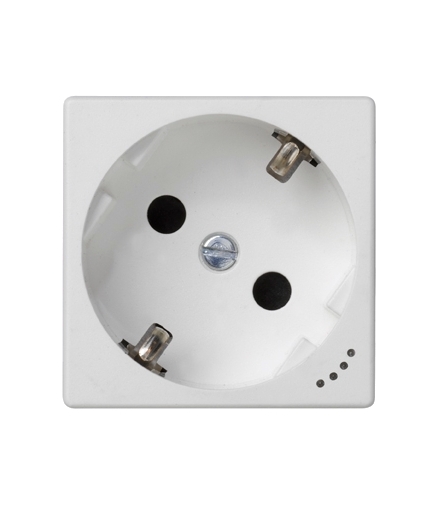 Gniazdo wtyczkowe pojedyncze K45 SCHUKO z sygnalizacją napięcia 16A 250V zaciski śrubowe 45×45mm czysta biel KL01/9