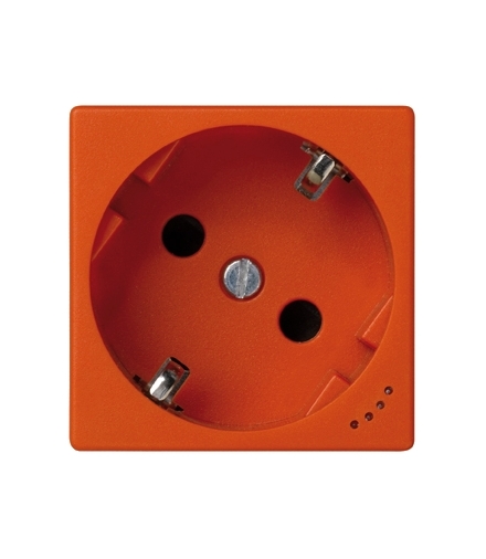 Gniazdo wtyczkowe pojedyncze K45 SCHUKO z sygnalizacją napięcia 16A 250V zaciski śrubowe 45×45mm pomarańczowy KL01/7