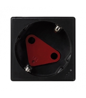 Gniazdo wtyczkowe pojedyncze K45 DATA SCHUKO z sygnalizacją napięcia 16A 250V zaciski śrubowe 45×45mm szary grafit KLS01/14