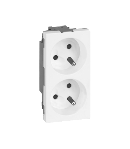 Gniazdo podwójne SIMON 500 z bolcem uziemiającym 16A 250V szybkozłącza/nożowe 100×50mm czysta biel 50000468-030