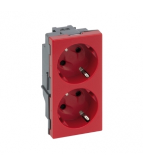 Gniazdo podwójne SIMON 500 SCHUKO 16A 250V szybkozłącza/nożowe 100×50mm czerwony 50000432-037