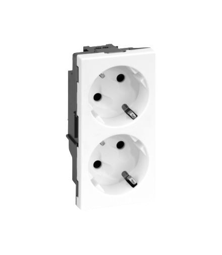 Gniazdo podwójne SIMON 500 SCHUKO 16A 250V szybkozłącza/zaciski śrubowe 100×50mm czysta biel 50000472-030