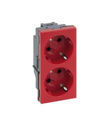 Gniazdo podwójne SIMON 500 SCHUKO 16A 250V szybkozłącza/zaciski śrubowe 100×50mm czerwony 50000472-037