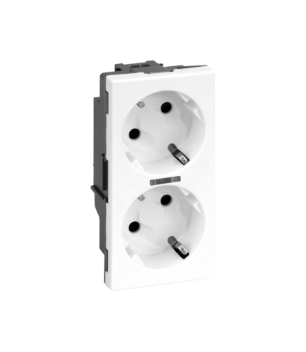 Gniazdo podwójne SIMON 500 SCHUKO z sygnalizacją napięcia 16A 250V szybkozłącza/nożowe 100×50mm czysta biel 50010432-030