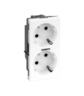 Gniazdo podwójne SIMON 500 SCHUKO z sygnalizacją napięcia 16A 250V szybkozłącza/zaciski śrubowe 100×50mm czysta biel 50010472-03