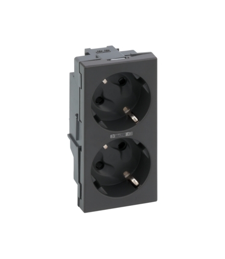 Gniazdo podwójne SIMON 500 SCHUKO z sygnalizacją napięcia 16A 250V szybkozłącza/zaciski śrubowe 100×50mm szary grafit 50010472-0