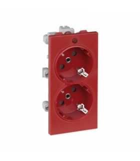 Gniazdo podwójne CIMA SCHUKO z sygnalizacją napięcia 16A 250V zaciski śrubowe 108×52mm czerwony S1/6