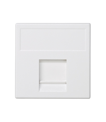 Plakietka teleinformatyczna K45 keystone pojedyncza płaska uniwersalna z osłoną 45×45mm czysta biel K76/9