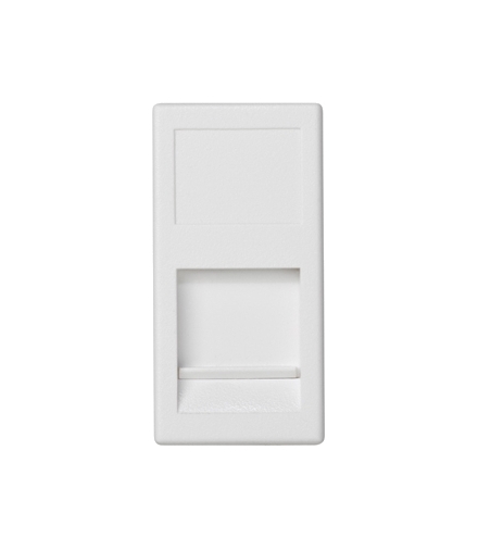 Plakietka teleinformatyczna K45 keystone pojedyncza płaska uniwersalna z osłoną 45×22,5mm czysta biel KA76/9