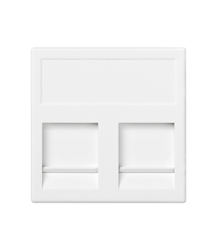 Plakietka teleinformatyczna K45 INFRA+ podwójna płaska z osłonami 45×45mm czysta biel KB75/9