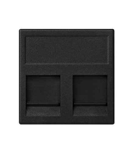 Plakietka teleinformatyczna K45 PANDUIT podwójna płaska z osłonami 45×45mm szary grafit KB69/14