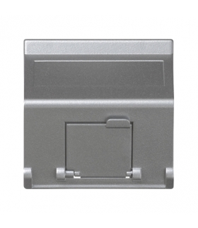 Plakietka teleinformatyczna K45 do adapterów MD pojedyncza skośna z osłonami 45×45mm aluminium K80/8