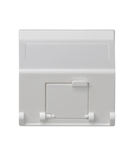 Plakietka teleinformatyczna K45 do adapterów MD pojedyncza skośna z osłonami 45×45mm czysta biel K80/9