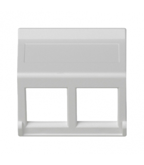 Plakietka teleinformatyczna K45 do adapterów MD podwójna bez osłon skośna 45×45mm czysta biel KB080/9