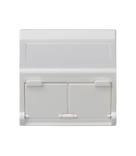 Plakietka teleinformatyczna K45 do adapterów MD podwójna skośna z osłonami 45×45mm czysta biel KB80/9