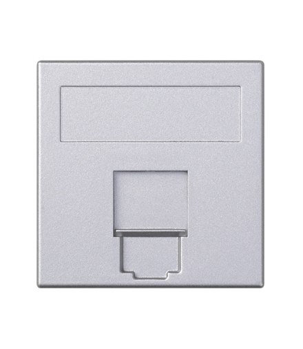Plakietka teleinformatyczna SIMON 500 keystone pojedyncza płaska uniwersalna z osłoną 50×50mm aluminium 50000085-033