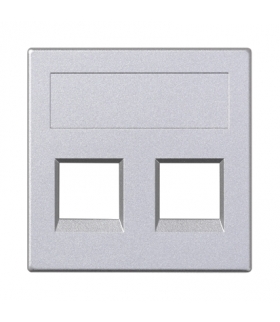 Plakietka teleinformatyczna SIMON 500 keystone podwójna bez osłon płaska uniwersalna 50×50mm aluminium 50000189-033