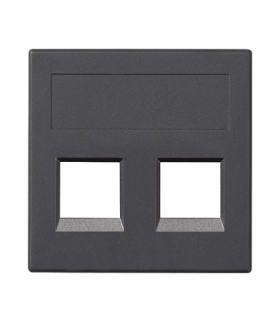 Plakietka teleinformatyczna SIMON 500 keystone podwójna bez osłon płaska uniwersalna 50×50mm szary grafit 50000189-038